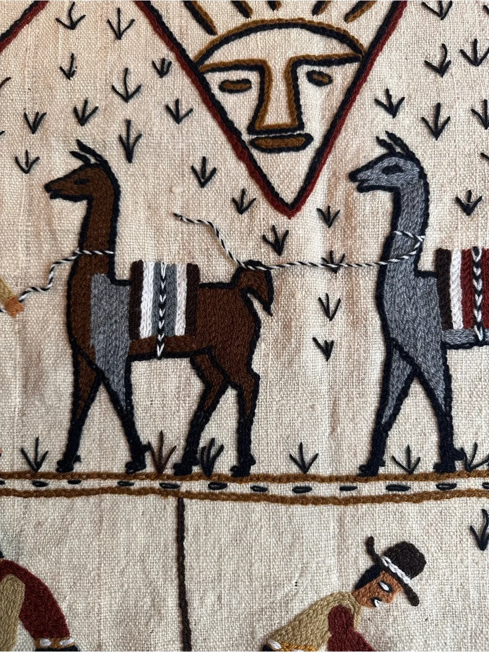 Handmade Ivory And Earth-Tone Peruvian Wall Hanging